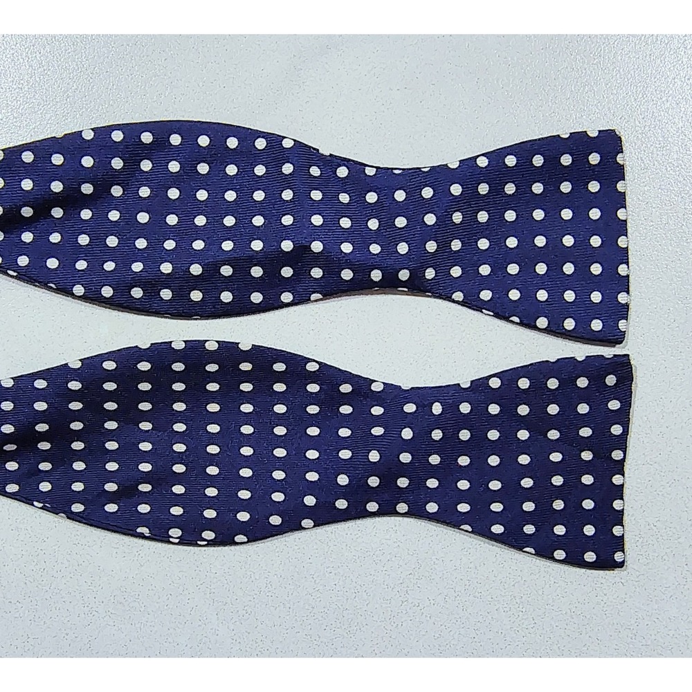 Polo Ralph Lauren Polka Dot Silk Bow Tie Blue Mens Made In Italy Adjustable - Picture 3 of 6
